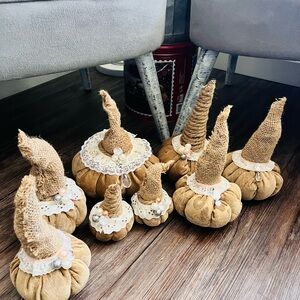 Rustic Burlap Pumpkin Decor Set